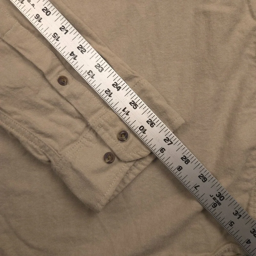 The North Face Button Down Shirt Mens XXL Tan Long Sleeve Cotton Hiking Outdoors